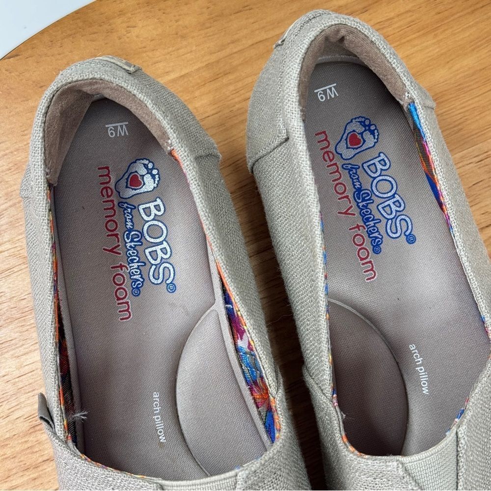 Bobs by Skechers Highlights High Jinx Canvas Wedge Espadrille Shoes Tan 9 - Picture 9 of 11